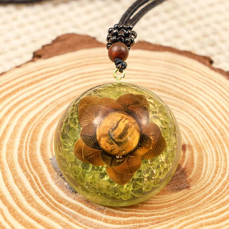 Peridot With Lotus Protection Necklace