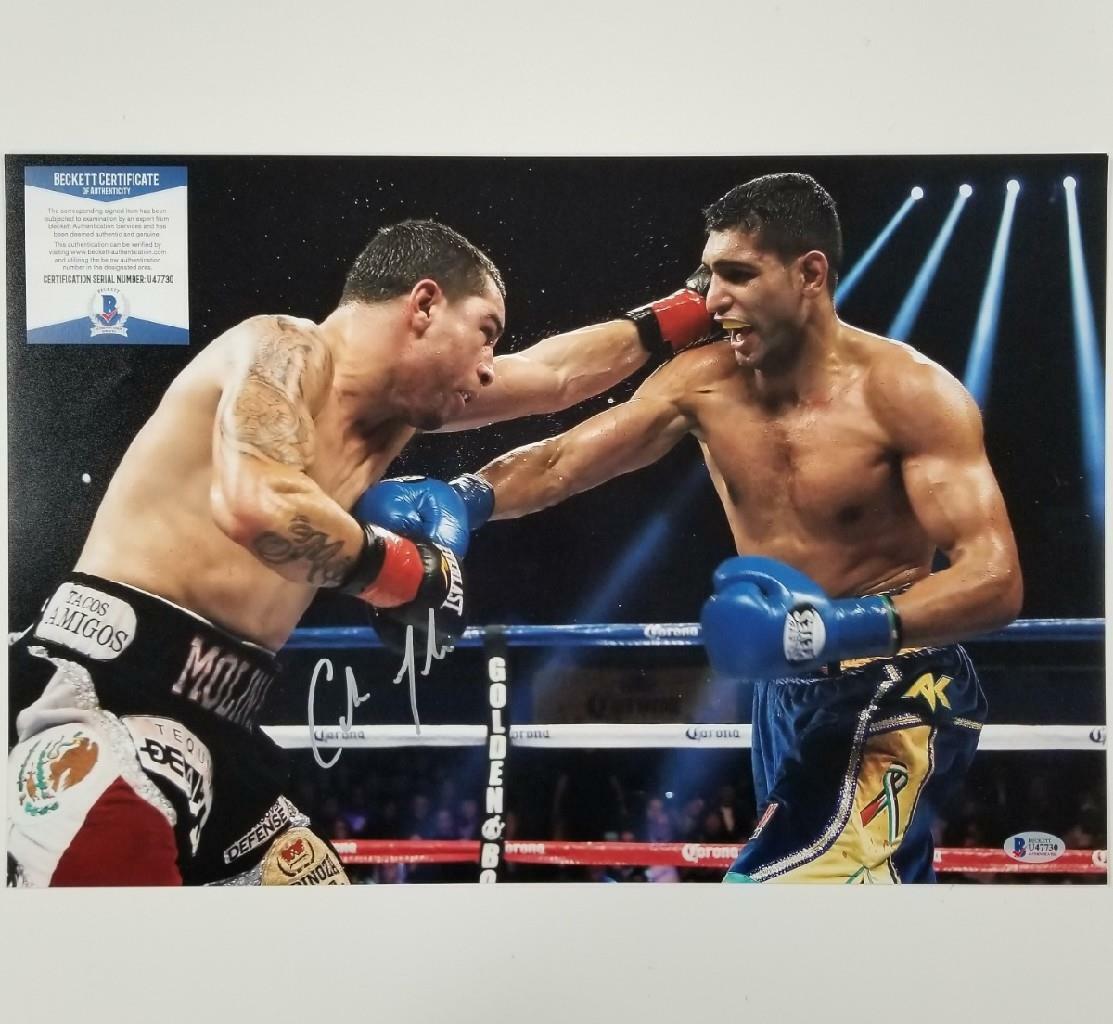 Carlos Molina signed 12x18 Photo Poster painting Mexican Boxer Autograph A ~ Beckett BAS COA