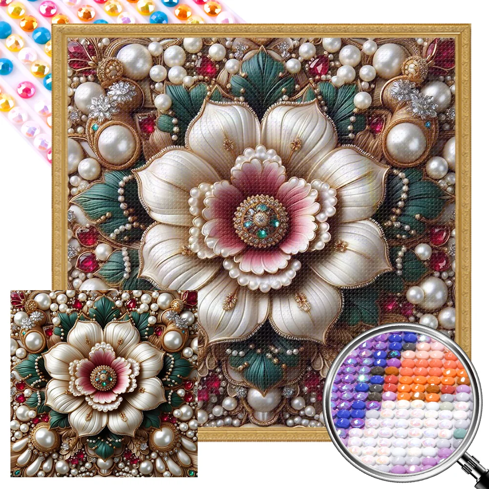 Full Round Partial AB Diamond Painting - Pearl Flower(Canvas|45*45cm)