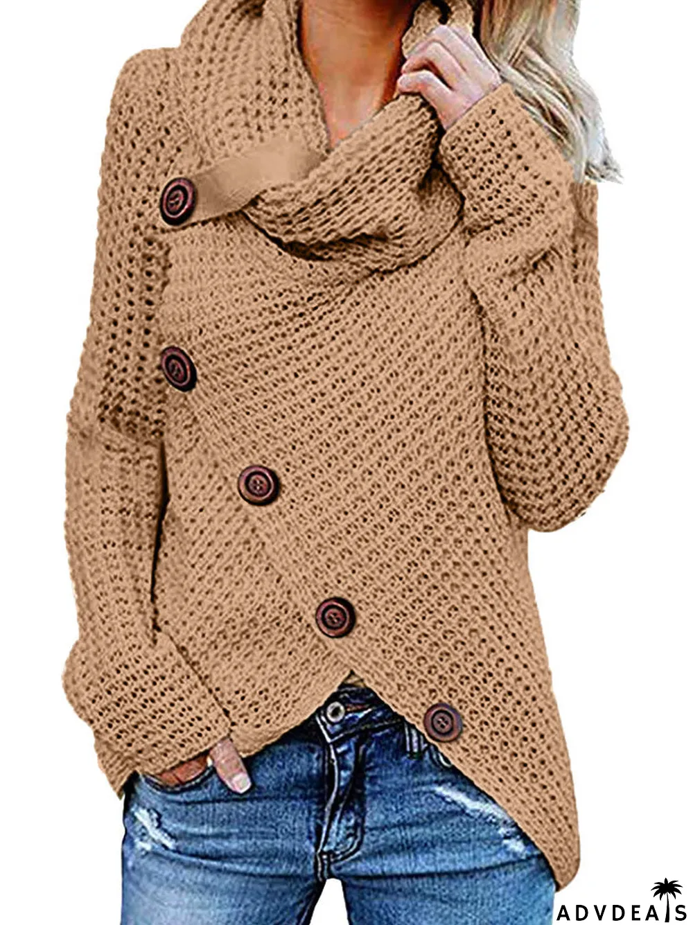 Women's Solid Color Long Sleeve Turtle Neck Tops