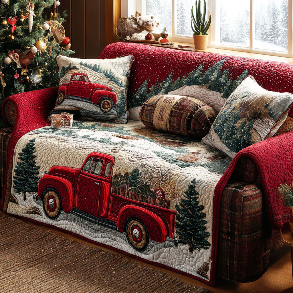 Red Truck Cabin Quilted Sofa Cover NCU0TV882 everthome
