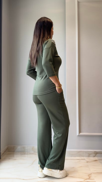 Calla Yeşil Ribanalı İp Bağlamalı Takım