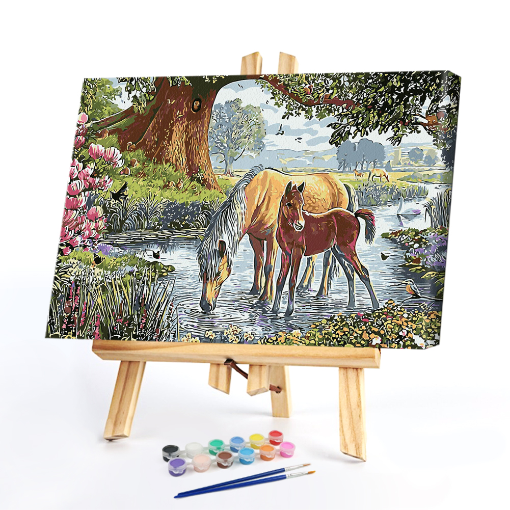 

40*50CM Paint By Numbers-Horse Drinking Water, 501 Original