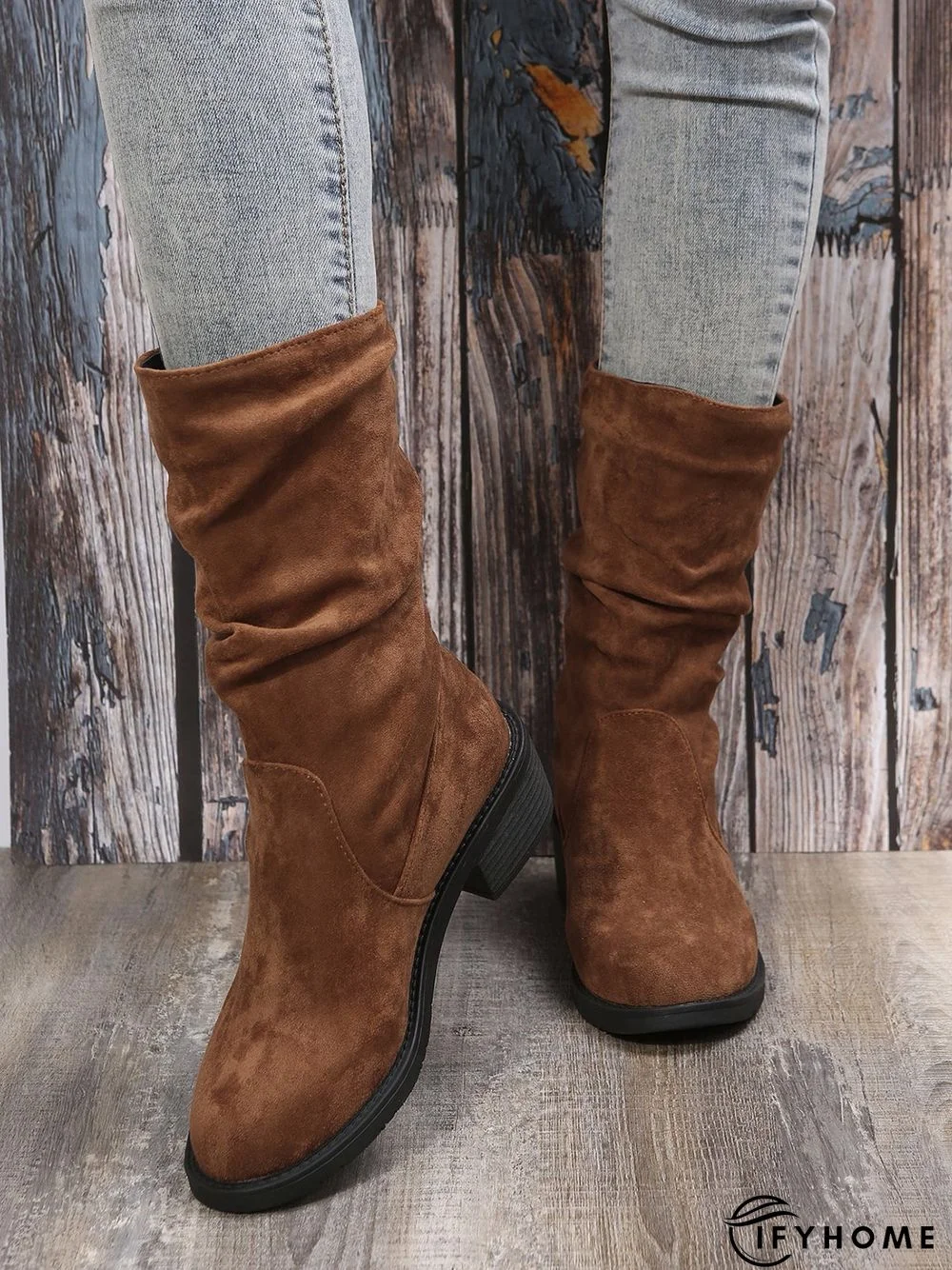 Faux Suede Slip On Slouchy Boots | IFYHOME
