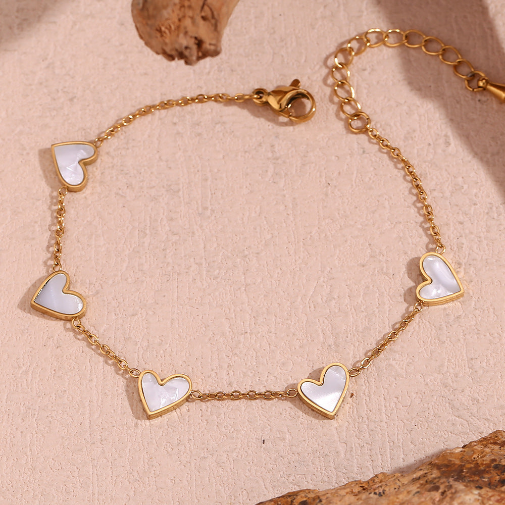 Women Fashion Heart Geometric Stainless Steel 18K Gold Plated Bracelets