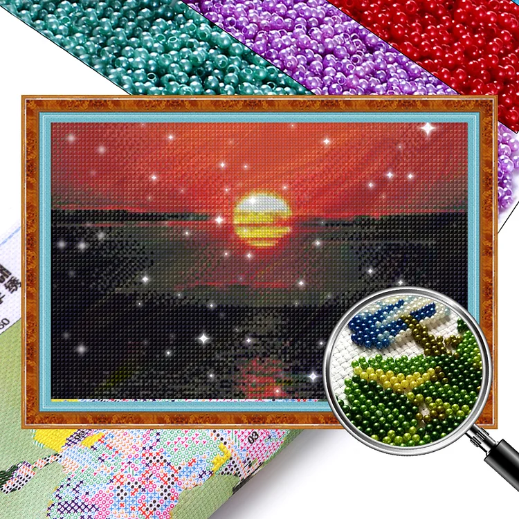 Landscape - 9CT Bead Embroidery Cross Stitch(Partial Embroidery)