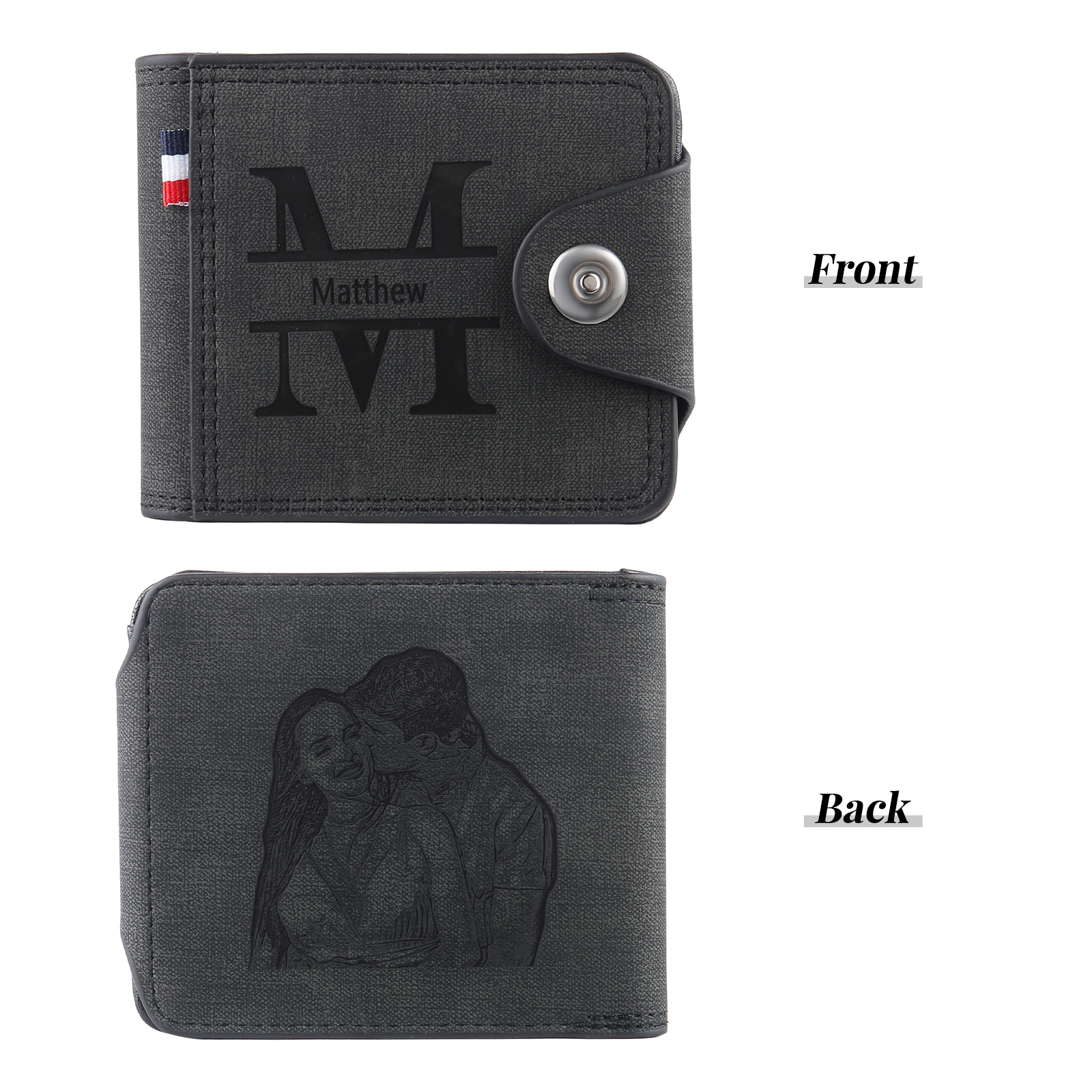 Portefeuille Classique 1 Prénom et Lettre Personnalisés avec Photo Porte-Monnaie Carte