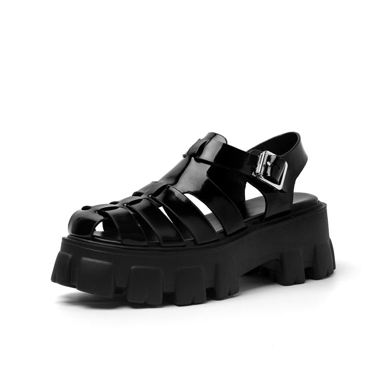 Meotina Shoes Women Genuine Leather Gladiator Sandals High Heel Platform Sandals Thick Heel Buckle Ladies Footwear Summer White