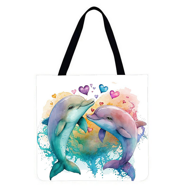 Dolphin - Linen Tote Bag