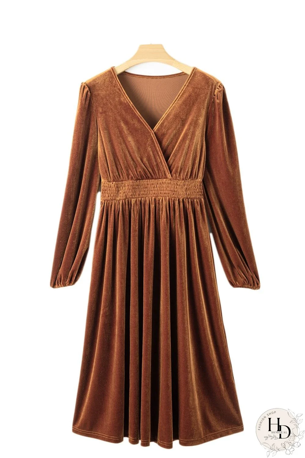 Velvet Smocked Waist Dress