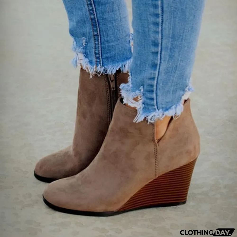 Side Slit Wedge Booties