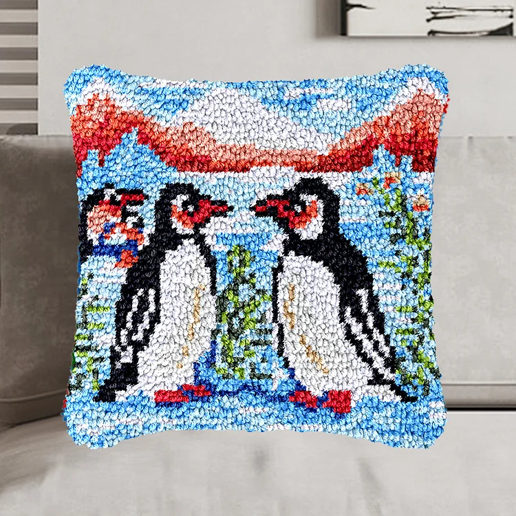 Penguins Pillowcase Latch Hook Kit for Beginner veirousa