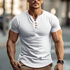 Men's Henley Shirt Cotton Casual Top Loose Fit Outdoor Street Vacation Short Sleeves Clothing Basic by Inlyline