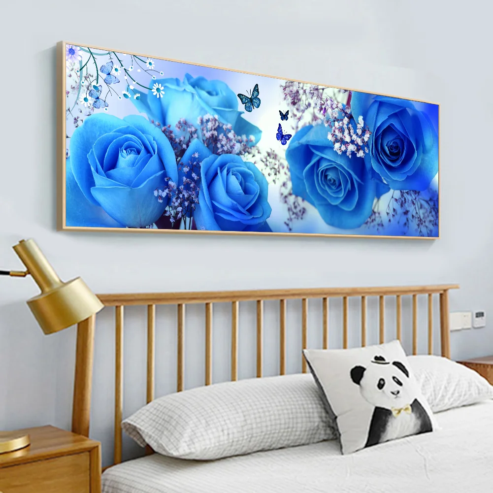 Diamond Painting - Full Round Drill - Bule Rose(80*40cm)