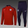 2024 England Half-Pull Training Suit  Date red  Soccer Jersey Set