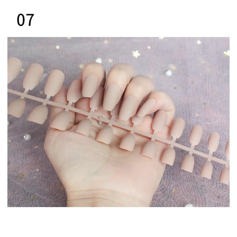 Solid Color Matte Super Long Coffin False Nails Ballet Press on Nails Tips for Nails Art Artificial Fingernails Fake Tools-Nail Inspo