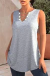 Plus Size Button Chain Detail Solid Tank Top