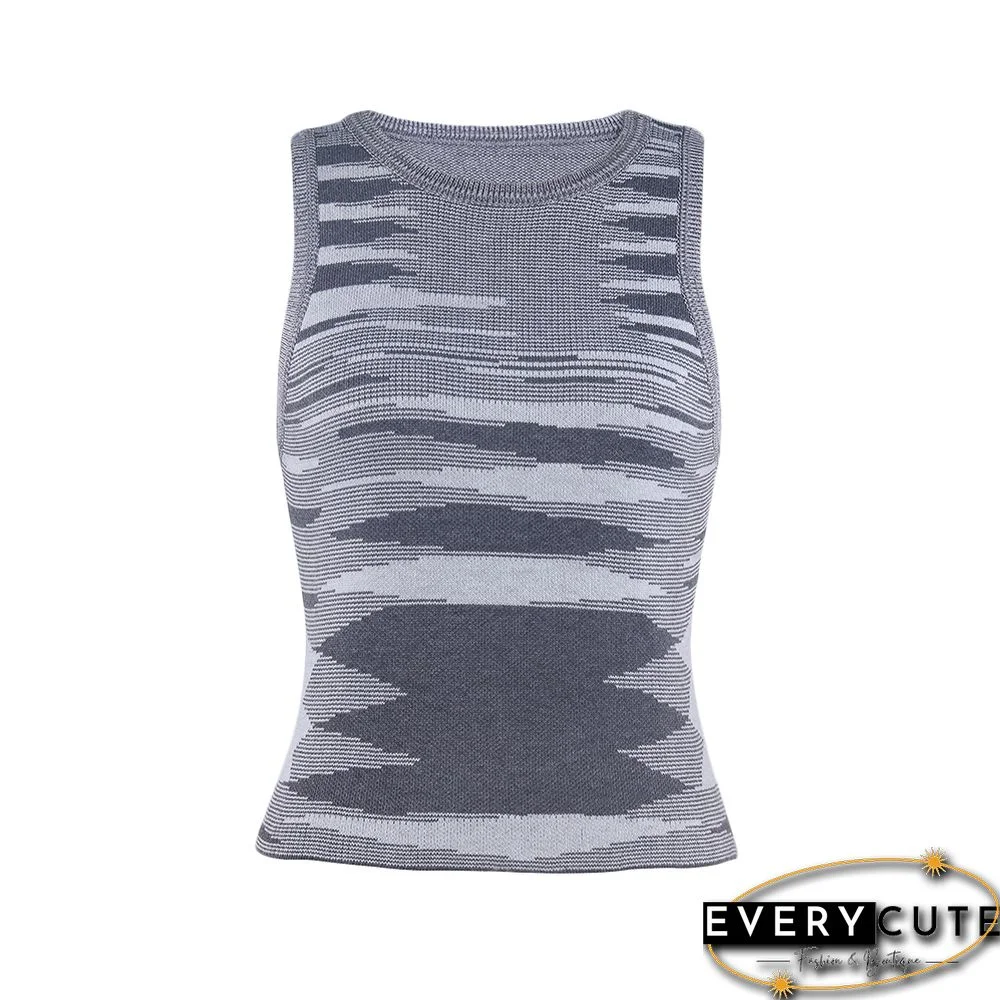 Gray Slim Fit Colorful Tank Sweater