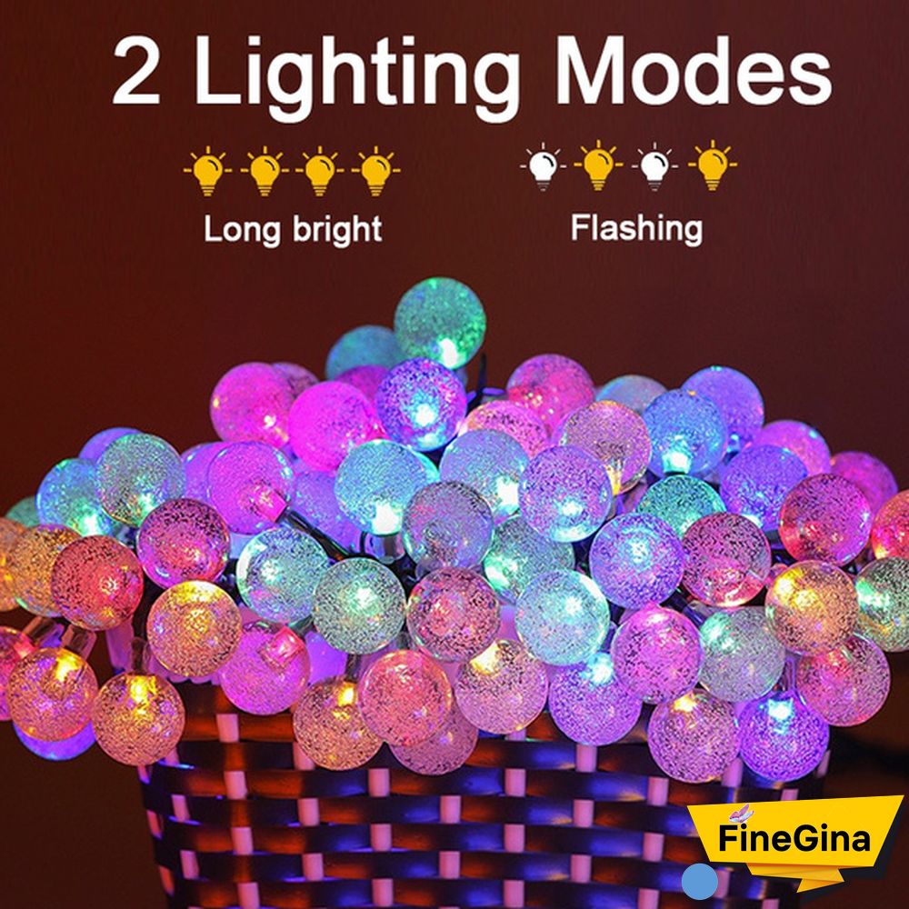 Solar String Lights Garden Outdoor String Lights Waterproof Crystal Ball Fairy Lights, Decoration Lighting for Home, Garden, Patio, Yard, Christmas