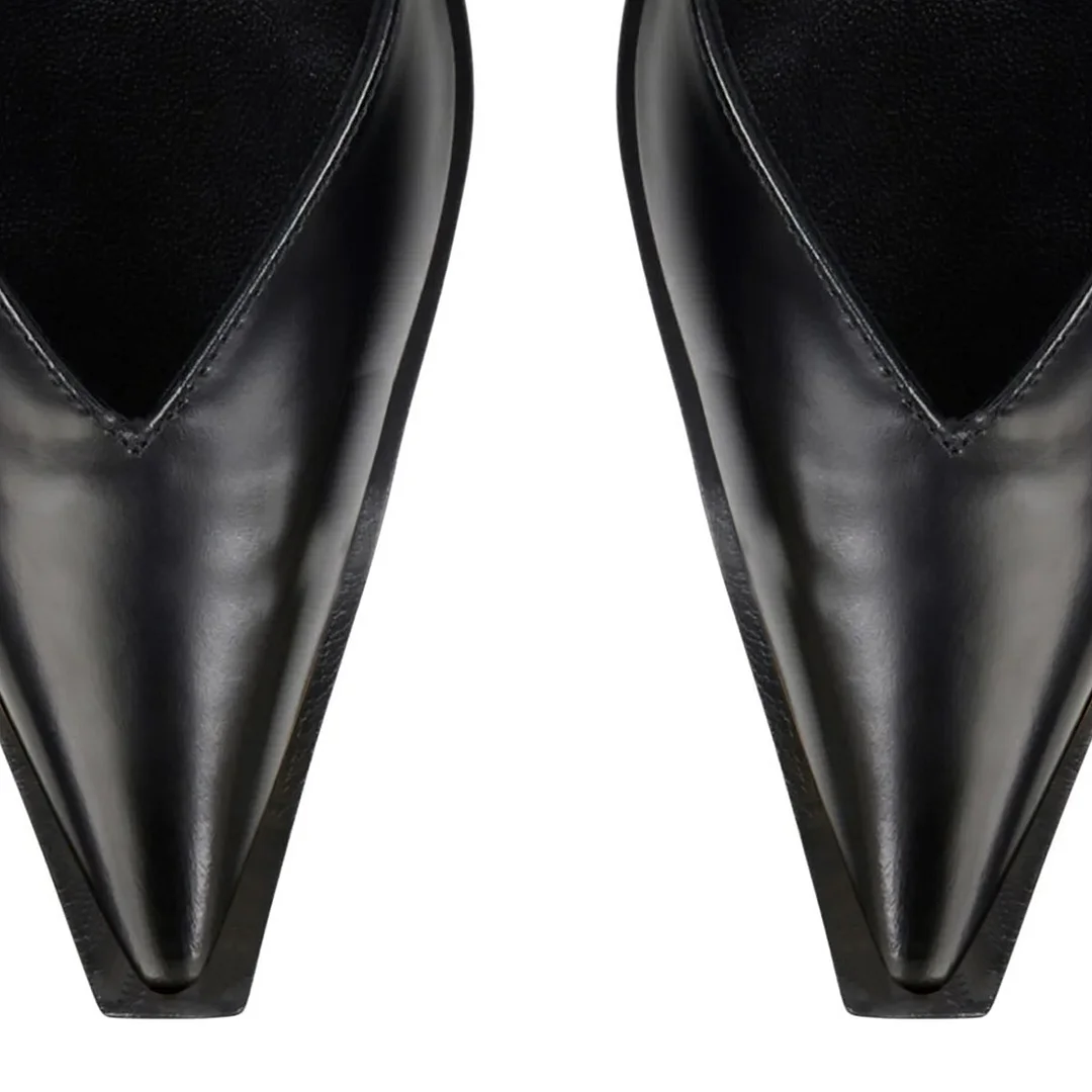 Vegan Leather Pointed Toe Stiletto High Heel Black Pumps for Women