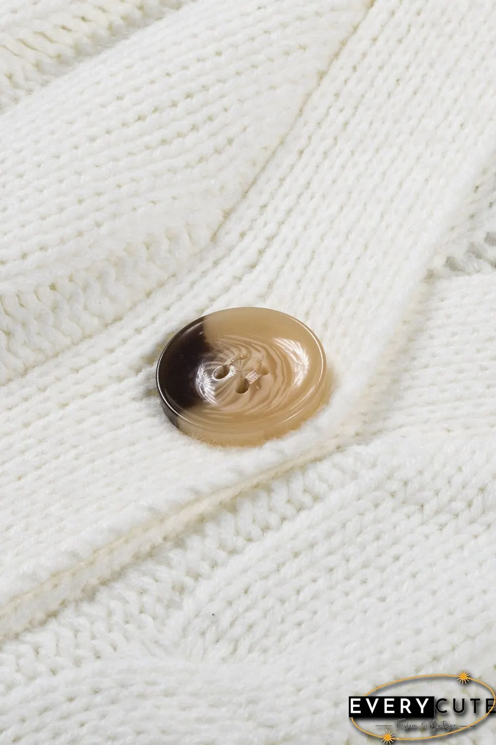 White Button Pocket Knit Cardigan