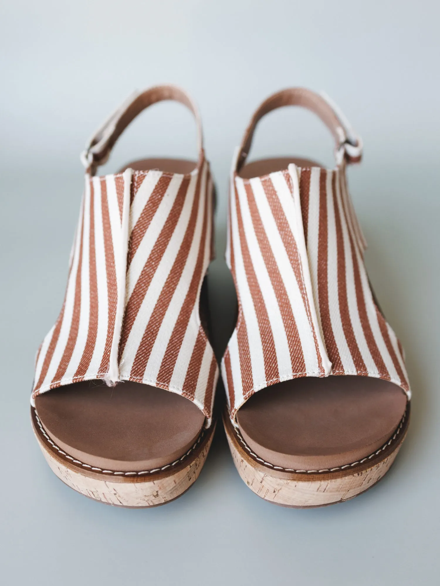 Drift Club Platform Sandals - Tan Stripe White