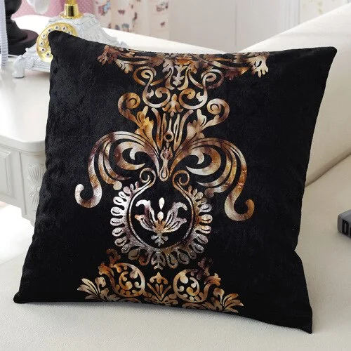 European Luxury Velvet Cushion Cover Floral Bronzing Pillowcase White Black Grey Pillow Cover 45*45 cm Home Decor For Sofa Couch