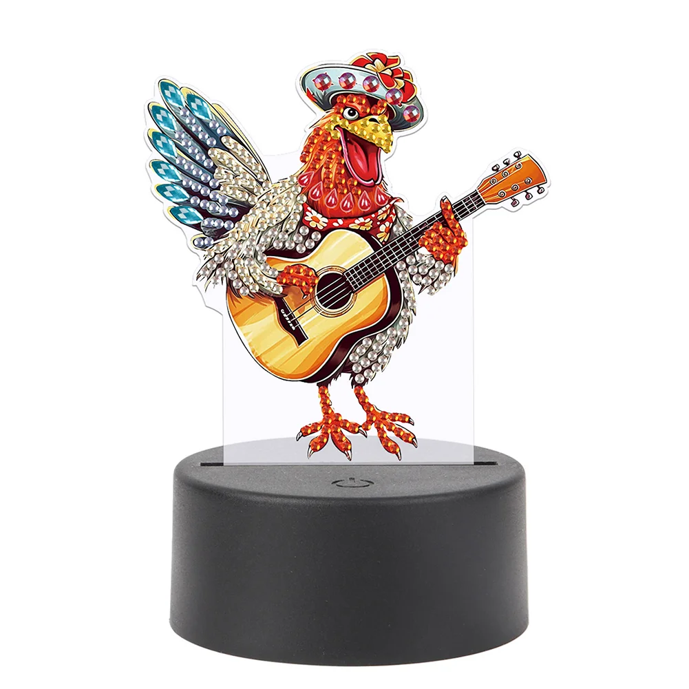 DIY Funny Chicken Diamond Painting LED Lamp Diamond Painting Night Light 