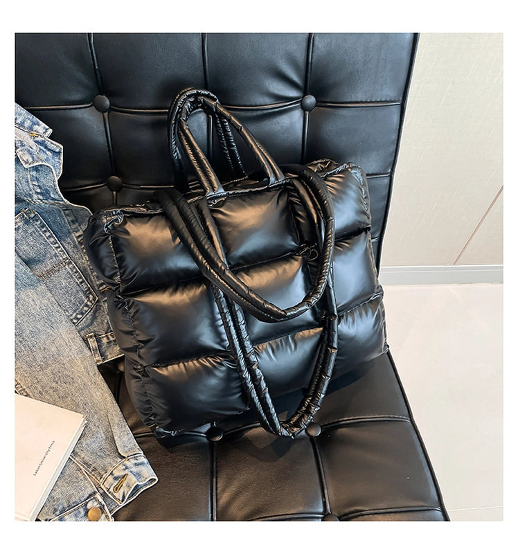 Women’s Large Cloth Solid Color Elegant Streetwear Sewing Thread Square Zipper Shoulder Bag