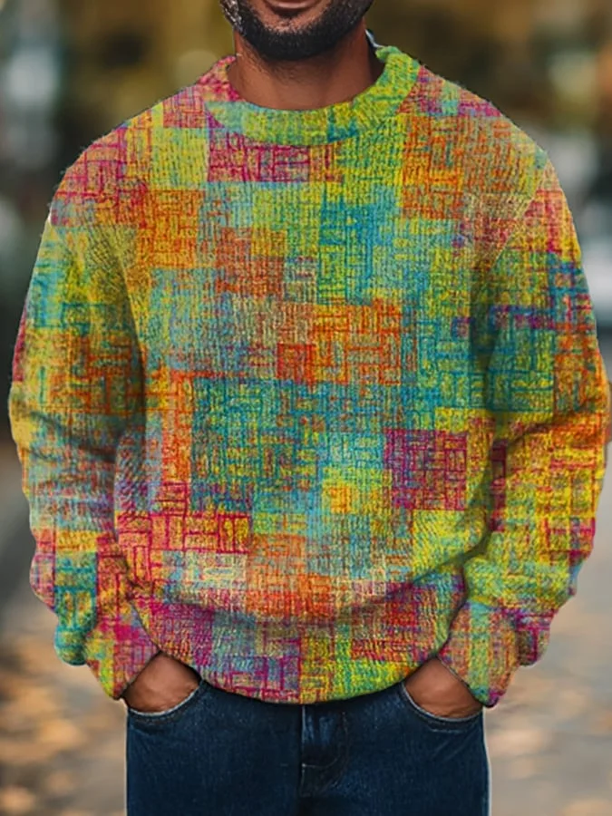 Men's Colorful Graffiti Knitted Sweater