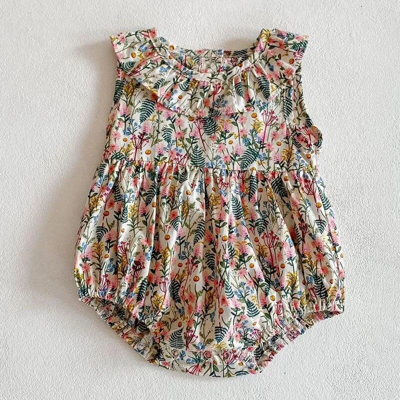 New 2021 Summer Infant Baby Jumpsuits Girls Sleeveless Floral Clothes Baby Girls Clothing Baby Cute Rompers