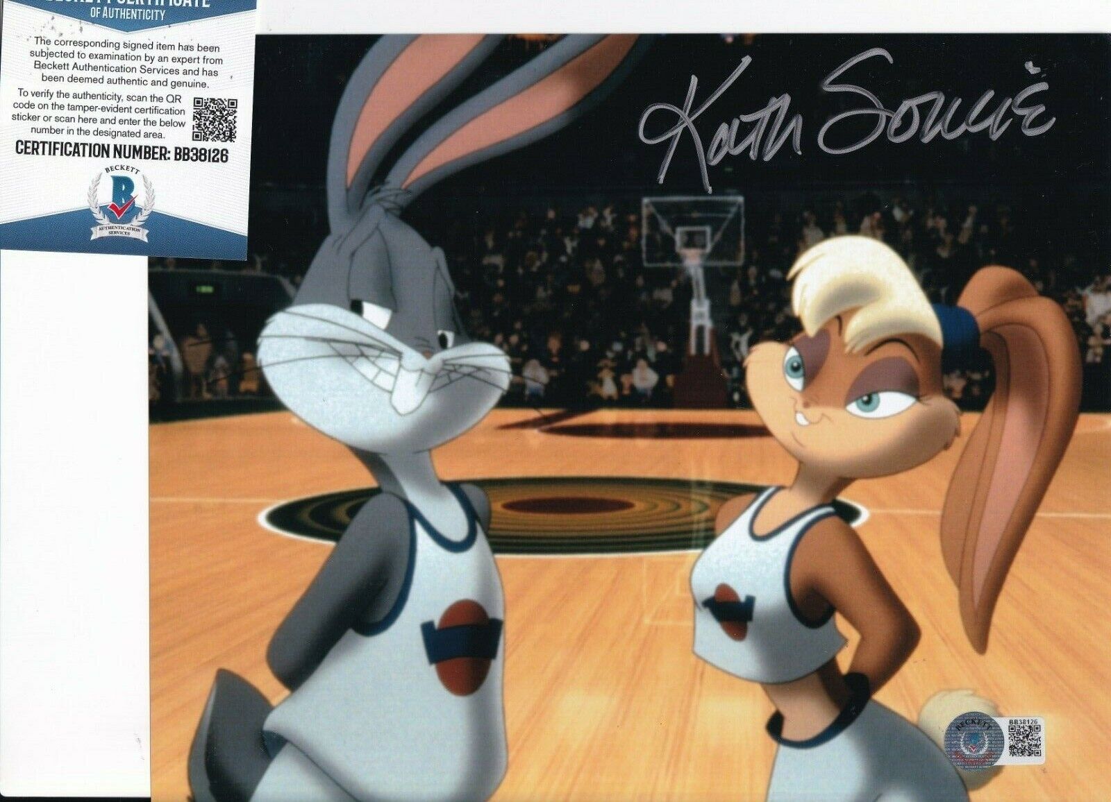 KATH SOUCIE signed (SPACE JAM) Lola Bunny Movie 8X10 Photo Poster painting BECKETT BAS BB38126