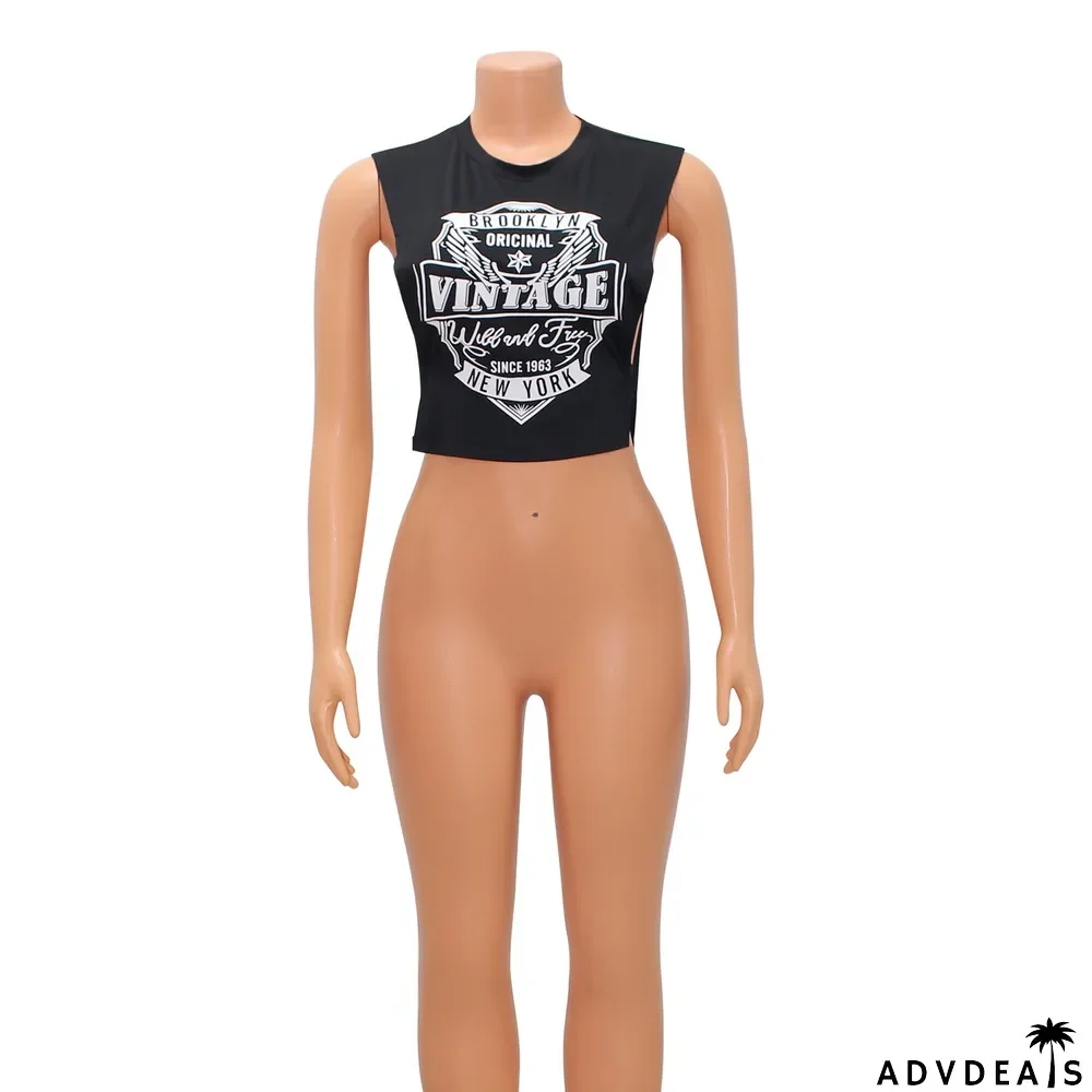 Fashion Sexy Loose Print Sleeveless Tank Top T-Shirt