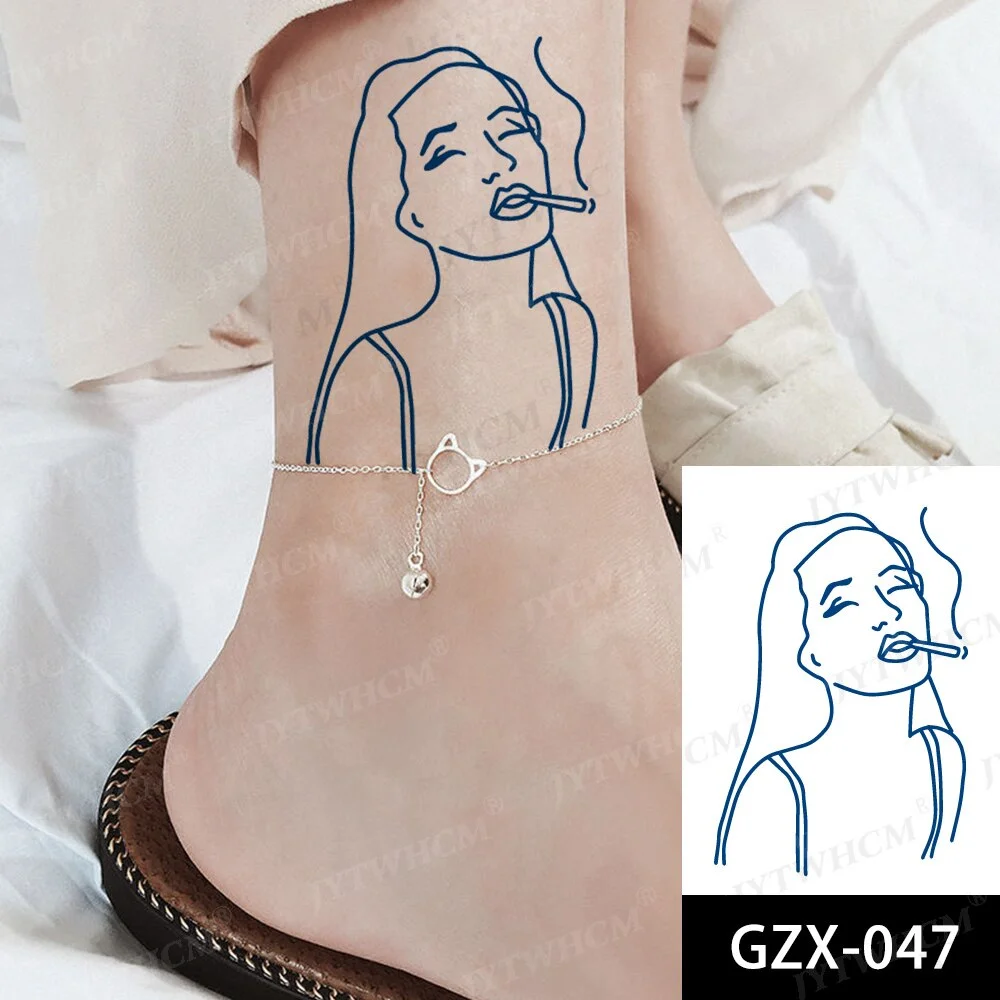 Sdrawing Stickers Semi-permanent Plant Lasting Tattoo Blue Henna Lace Flower Arm Non-reflective Herbal Juice Tattoo Waterproof