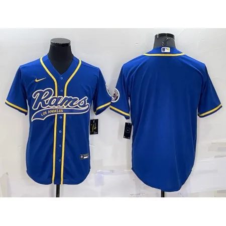 Men's Los Angeles Rams Blank Royal With Patch Cool Base Stitched Baseball Jersey