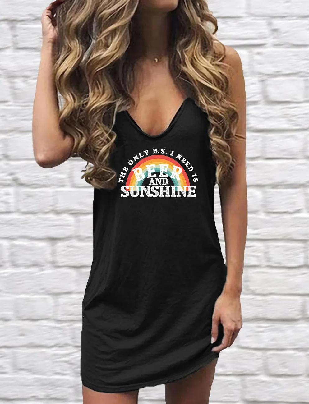 The Only B.S I Need Is Beer And Sunshine Rainbow Mini Dress