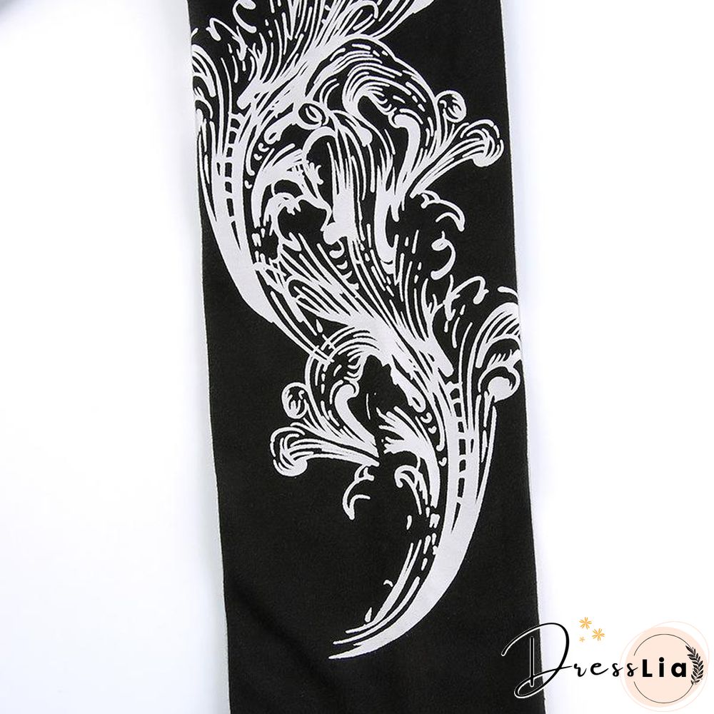 Vintage V Neck Printed Long Sleeve Shirt