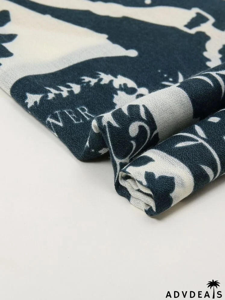 Floral & Letter Graphic Scarf