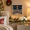 (20x20cm)Xmas Snow Town DIY Pearl Painting Art With Inner Wooden Framed Kit