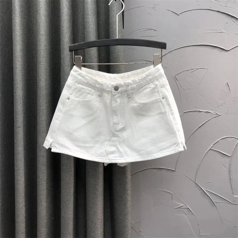 Huiketi Women's Pink Mini Denim Shorts Skirt Fashion Streetwear High Waist Shorts Jeans Y2k Korean Harajuku 2000s 90s Aesthetic Clothes