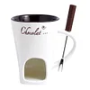 Candle Cup Cheese Chocolate Melting Ceramic Mug Chocolate Fondue Mug with Fork