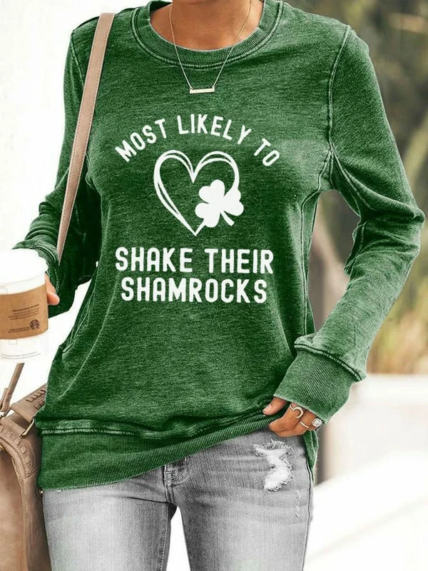 Women's Shamrock St.Patrick's Day Printed Casual Sweatshirt