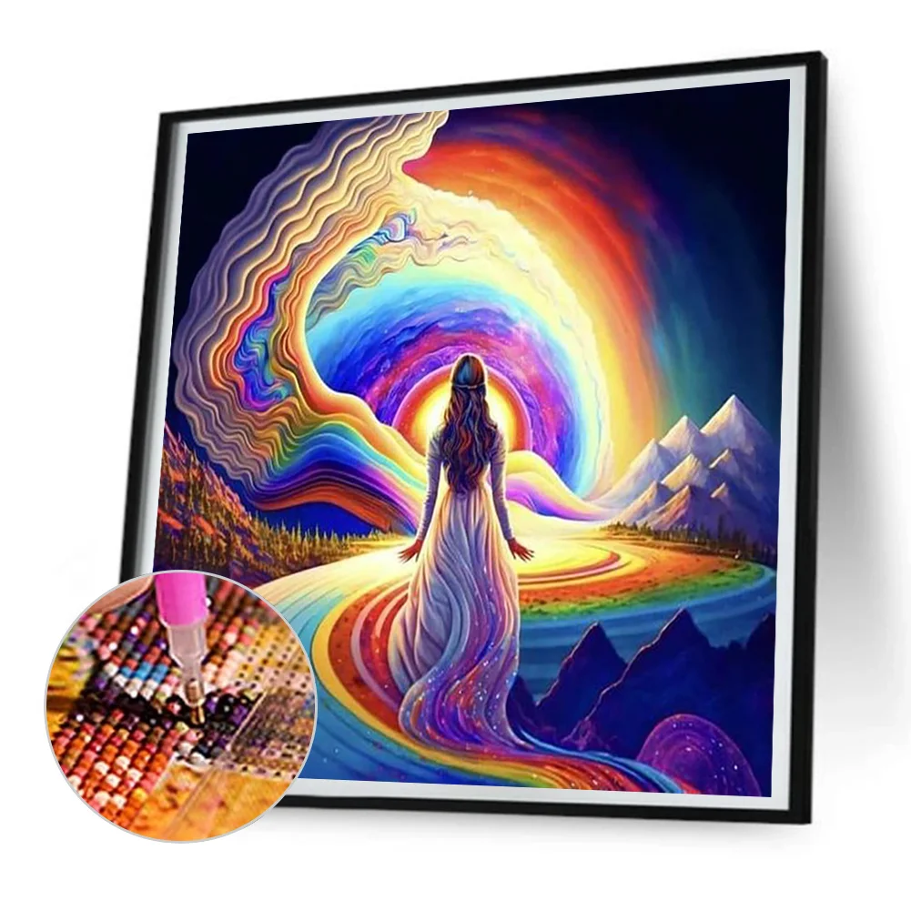 Diamond Painting - Full Round Drill - Rainbow Girl(Canvas|30*30cm)