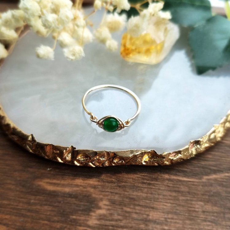 Green Emerald Ring Healing Crystal Gemstone Ring