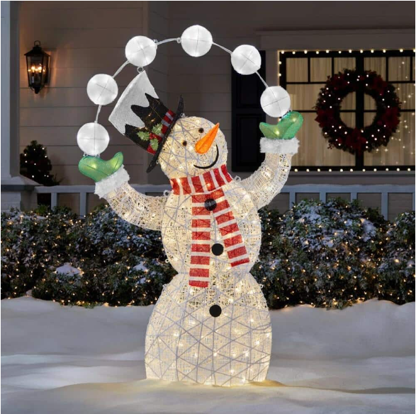 🔥kukelife🔥6 ft Warm White-Cool White LED Juggling Snowman Holiday Yard Decoration