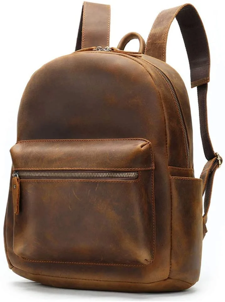 Leather Backpack Men Women Vintage Laptop Crazy Horse Leather Backpacks for School Bag Travel Backpack Male Bag