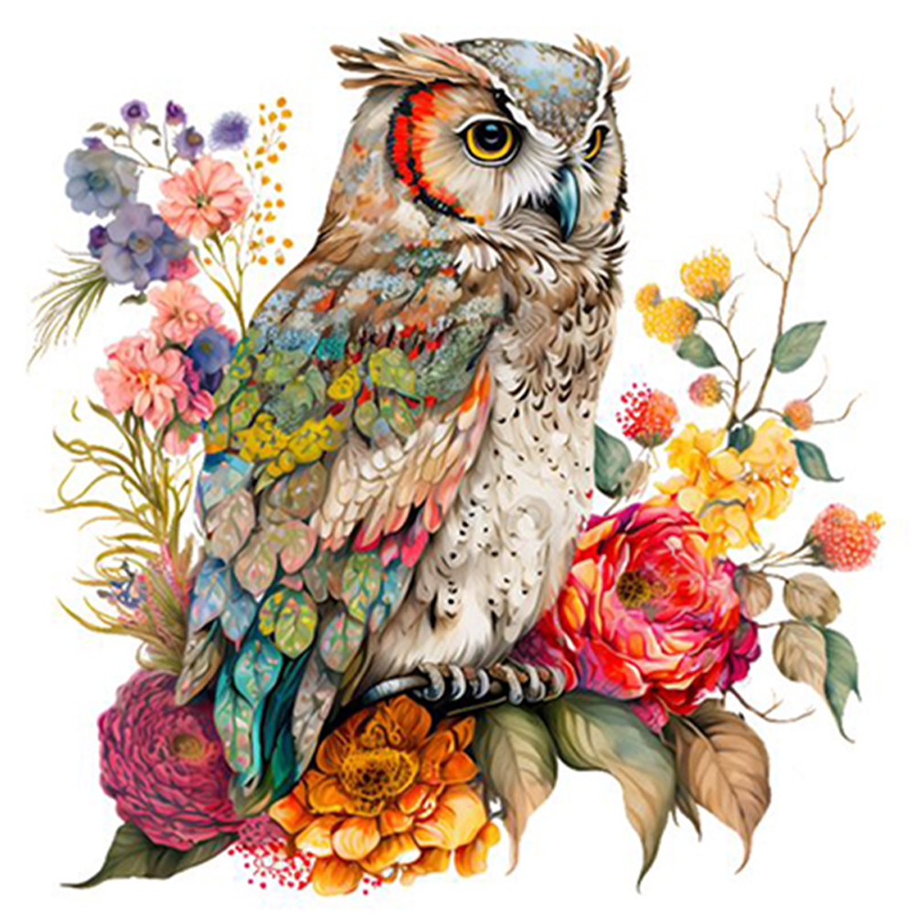 Flowers And Animals Owl (40*40CM) 11CT Stamped Cross Stitch gbfke