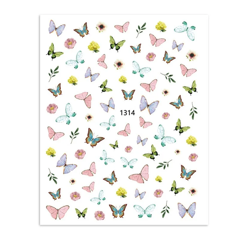 Nail Stickers Back Glue Multiple Color Vintage butterfly Designs Nail Decal Decoration Tips For Beauty Salons-Nail Inspo