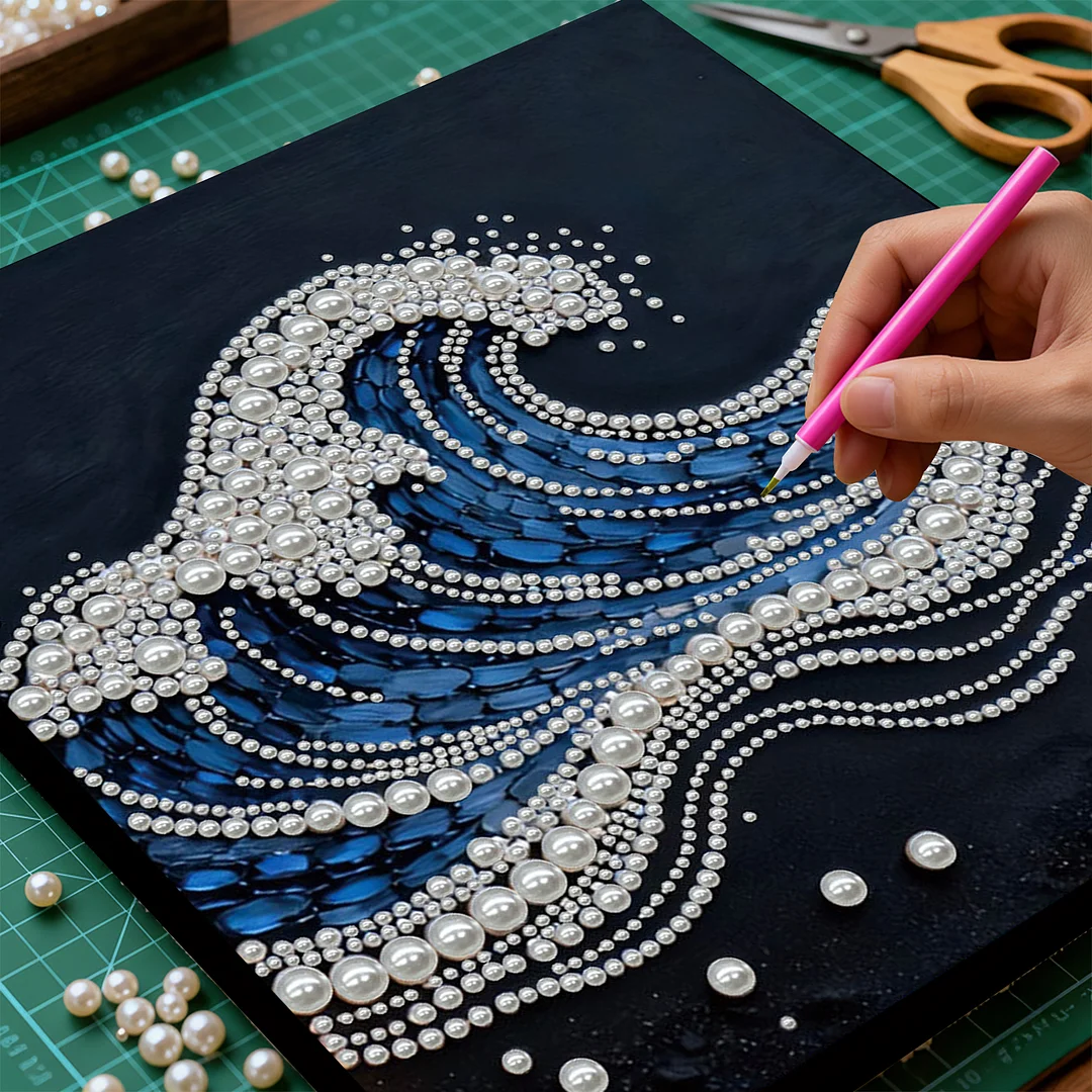 Waves DIY Pearl Art Diamond Painting With Frame 30x30cm for Adults Home Decor