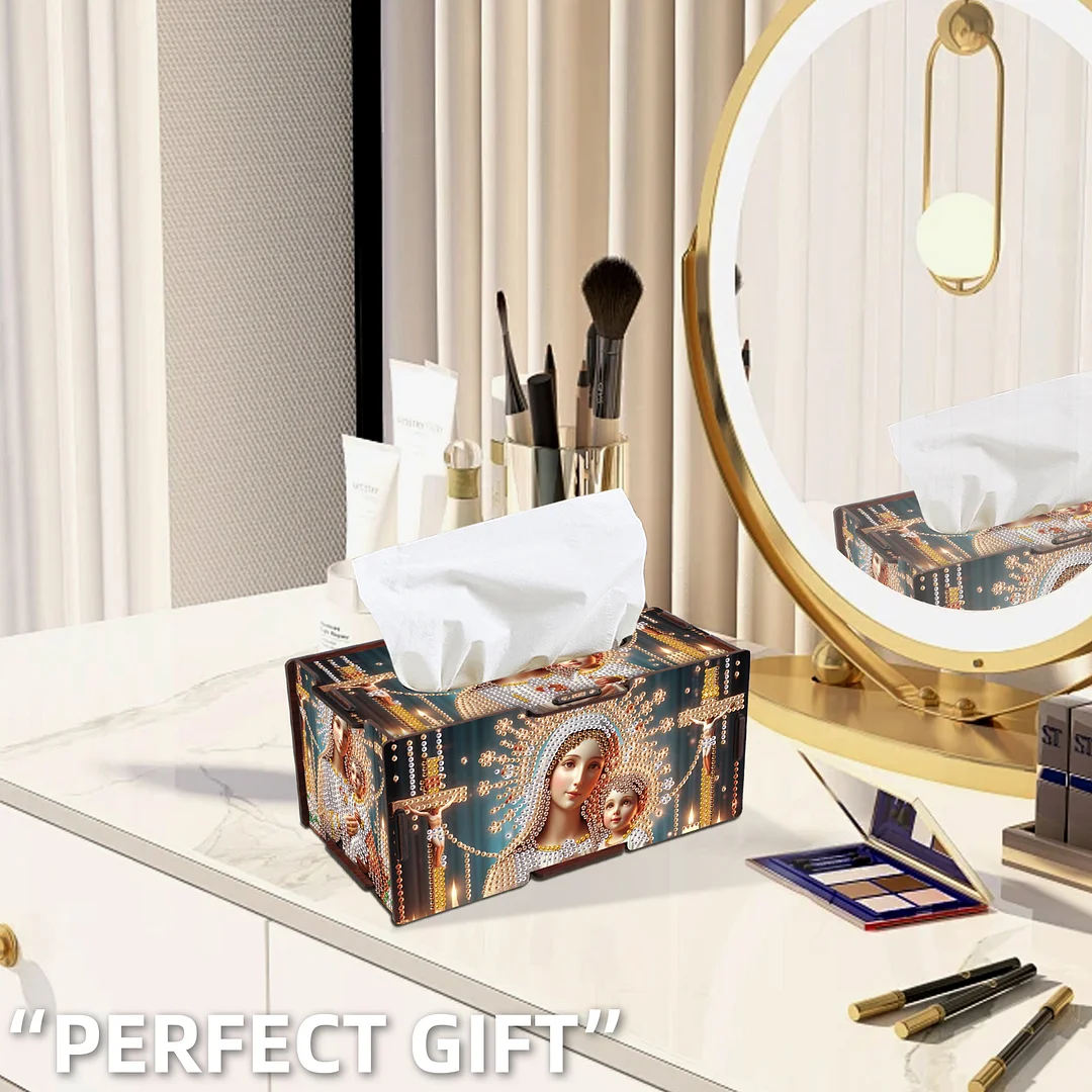 Wooden Diamond Painting Tissue Box for Home and Office Decoration (ZJH029)